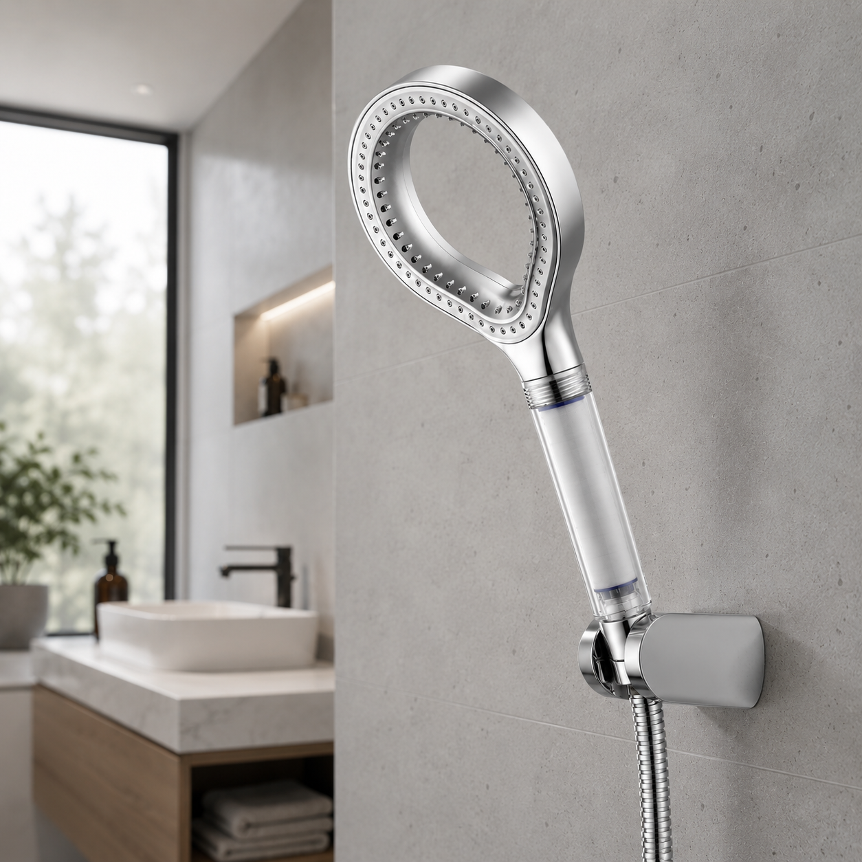 High-Pressure Filtered Shower Head - Ring Design Handheld