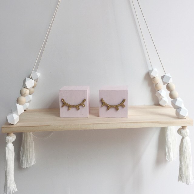 Wooden Hanging Nursery Shelf